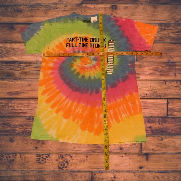 Part Time Drunk Full Time Stoner Funny 420 Shirt Spencer’s Tie Dye Rainbow - Picture 3 of 5